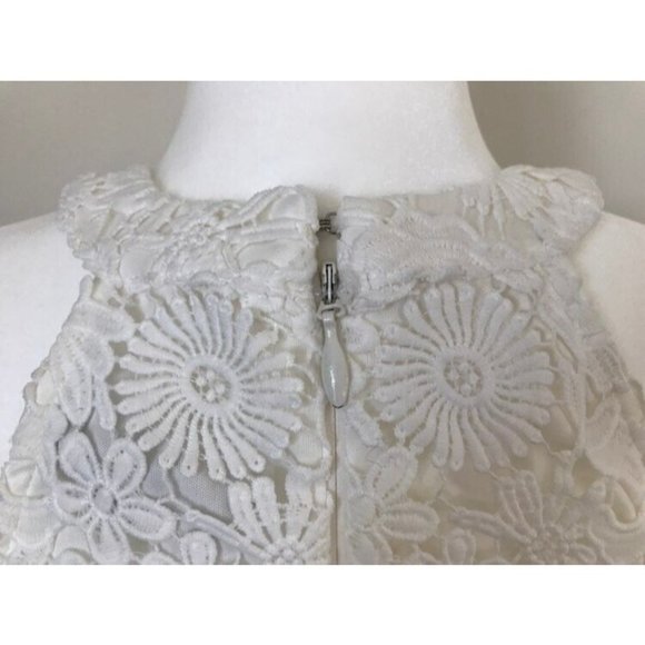 LULU'S Love Poem Crochet Lace Halter Sleeveless Bridal Mini Dress Size XL White - Picture 7 of 10